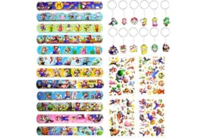 PHILOCTES Bomboniere per Feste,Regalo di Compleanno per Bambini,Scatto Bracciali，Cartone Animato Adesivi per Tatuaggi，Portachiavi in Silicone，per Ragazzi Ragazze Feste Regali