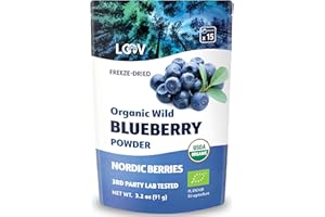 LOOV Polvere di mirtillo selvatico biologico - Scorta per 15 giorni, 91 g, ottima per frappé e colazione, liofilizzata, dall’Europa del Nord, senza zuccheri aggiunti