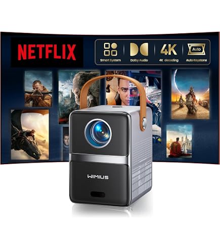 WiMiUS Mini Projector,Neflix in Android 11.0 Q2 Pro 500ANSI Short