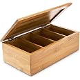 Relaxdays Box Porta Tè E Tisane – 6 Scomparti, Con Coperchio, 9x21,5x15 Cm, Plastica Trasparente