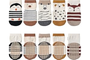 Decorie 5 Pares Calcetines Antideslizantes de Algodón para Bebé Niños Niñas
