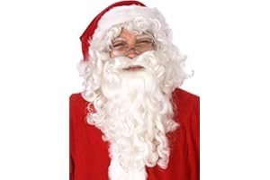 ENENBLAU Weihnachtsmann Bart und Perücke Nikolaus Bart und Perücke +Bart+Augenbrauen+ Nikolaus Kostüm Perücken für Herren Damen Santa Claus Nikolaus Luxus Ruprecht Gott Karneval Weihnachten Kostüm Wig 037