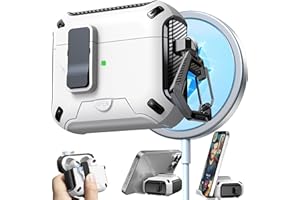 RFUNGUANGO Custodia compatibile con AirPods 3, compatibile con ricarica MagSafe, pop-up automatico con clip di blocco di sicurezza,Custodia bianca con interruttore nero