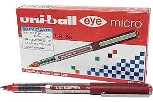 Uni-Ball 9000502 Eye pióro kulkowe Mikro końcówka 0,5 mm grubość kreski 0,2 mm szerokość kreski 12 sztuk czerwone
