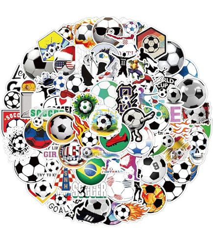 A1diee Adesivi a tema calcio – 1000 pezzi in 2 rotoli con 16 motivi, adesivi motivazionali per feste, bomboniere, regali, bottiglia d'acqua, album di