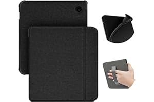 ERUNTO Custodia per Kobo Libra 2 (versione 2021)/Tolino vision 6 da 7 pollici, Cover in TPU con Texture in Tessuto e Cintura sul Retro, Cover Magnetica con Funzione Smart Wake-up/Sleep (Nero)