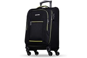 NOWI Sevilla Weichschalen Trolley M – Leichter Stoff Koffer 30L mit 4 Rollen & Zahlenschloss | Handgepäck Koffer für Damen & Herren (Schwarz-Limette, M)
