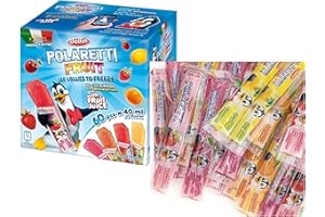 HEZVIC Polaretti Fruit Ice Lollies - 60 x 40ml - Ice Lollies Pop - For Outdoor, Indoor or Kid Events - Summer Treat - Halloween - Christmas - Fruit Pops - With a Thank You Sticker