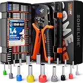 SOMELINE Crimping Pliers Set with 18 Kinds of 0.25-10mm&sup2; Insulated and Non-Insulated Wire Terminals Square Crimper Self Adjus