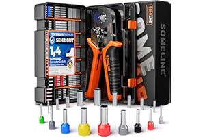 SOMELINE Set di Puntalini, 18 Tipi [0,25-10mm²] Capicorda Elettrici a Crimpare, Pinza Crimpatrice Capicorda, Pinza Capicorda, Crimpatrice Puntalini, Attrezzi Elettricista, Kit Elettricista