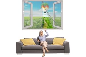 TOPZXL Zanzariera Magnetica per Finestre 200x145 cm Con Colla Magica Estiva Tenda Per Zanzariera Per Zanzariera Tenda Per Finestra Magnetica Per Zanzara Benedizione - Grigio Z