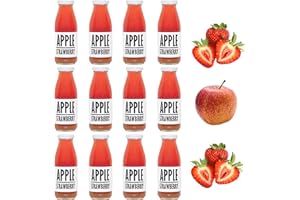 PRESSUICE Fresh Apple Juice not from concentrate | 12 bottles pack 0,25 liters Fruit Juice NFC | Pressed Apple & Strawberry Drink | No added Sugar | Natural Sugar Free Press Juice | Soft drinks