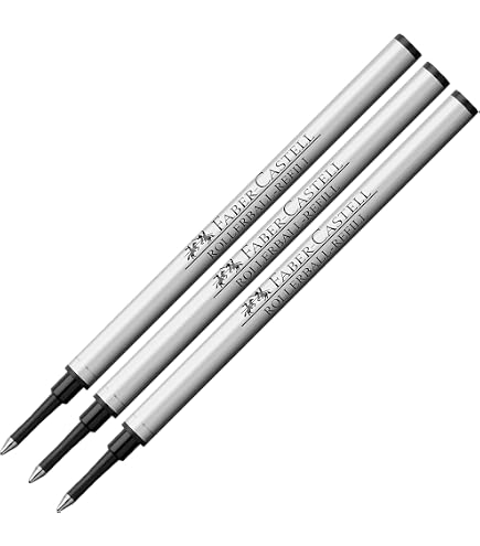 Faber-Castell 148740 - Confezione 10 Ricariche Per Penna A Sfera, Nero, Punta Media M, In Metallo, Per E-Motion E Basic