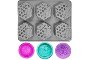 4 pièces Moules à Savon Silicone, CNYMANY 3D Forme en Nid d'abeille Abeille Moule à Muffins Cuisine Pâtisserie Moule pour Bougie Gâteau Gelée Bombe de Bain Bonbons Petit gâteau - Gris