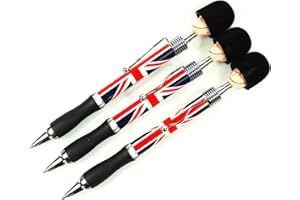 STATIONERIES Rollerball Pens - Set of 3 Soldier Head Union Jack Ball Pens, London Souvenir Collectable