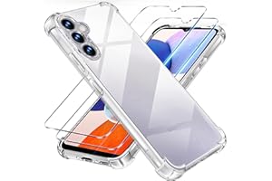 Tentoki 3 in 1 Hülle für Samsung A14 4G / A14 5G mit 2 Panzer Schutz Glas, [integriertes Luftkissen], weich, TPU, Bumper Hülle für Panzerglas Samsung Galaxy A14 4G/5G, transparent
