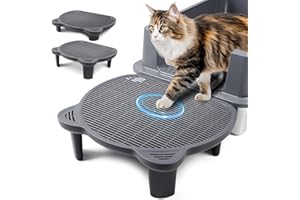 Bartuke Adjustable Cat Ramp Litter Box Step Double Layer with Filter Function, Elevated Litter Box Ramp for Small and Elderly Cats, Easy Cleaning (Dark Grey)