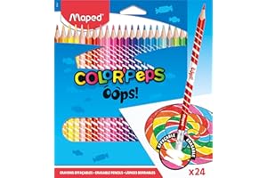 Maped 832824 – zmywalne trójkątne kredki, kolorowe kredki COLOUR'PEPS OOPS – 24 x długopisy, 1 sztuka (24 sztuki)