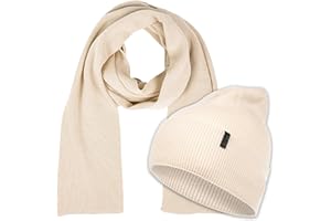 molti Zestaw damskiej czapki i szalika – 100% wełna z merynosów, Öko-Tex Standard 100, czapka beanie i szal z dzianiny, ocieplająca, oddychająca i hipoalergiczna, rozmiary: czapka 55-60 cm, szal 204 x