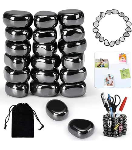 40 Magneti In Ematite Grezzi Per Ufficio E Classe, Calamite Potenti 25x10mm, Antistress E Organizzative, Con Sacchetto Portatile