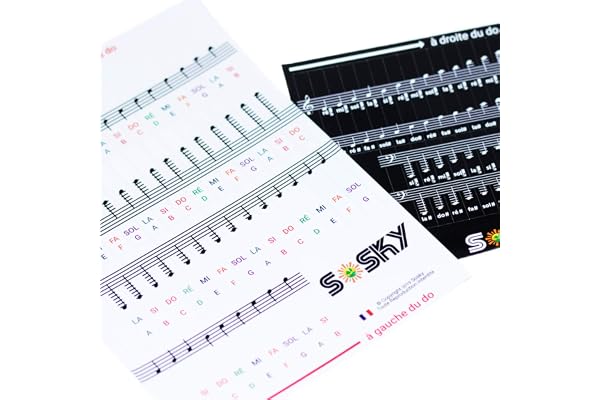 Notes Piano Autocollant Notation FR et USA - Stickers Pour Clavier 49 à 88 touches - Repositionnable - pour 37, 49, 54, 61, 88 Touches - Piano Stickers Notes pour Clavier pour Enfant Débutant