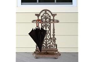 MARCO PAUL INTERIORS Marco Paul Umbrella Stand Antique Style Cast Iron Umbrella Stand Hallway Storage Heavy Duty Free Standing Brown Cane Stand Ornate Home Decoration Indoor/Outdoor
