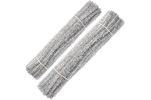Waycreat 200 Pieces Pipe Cleaners Silver Chenille Stem for DIY Art Craft Decorations (6mm x 12 Inch)
