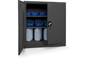 Jan Nowak Armadio da Ufficio C001B Archivio per Officina in Metallo Verniciato a polvere Chiudibile 92,5 cm x 90 cm x 40 cm (Antracite)