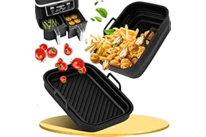 Ninipie Airfryer Zubehör für Ninja Foodi Max Dual Zone 9,5L, 2PCS Silikonform Heißluftfritteuse Zubehör für Ninja AF400EU AF400EUCP SL400EU 9.5L Faltbar Silikon Backform Einsatz Air Fryer Accessories