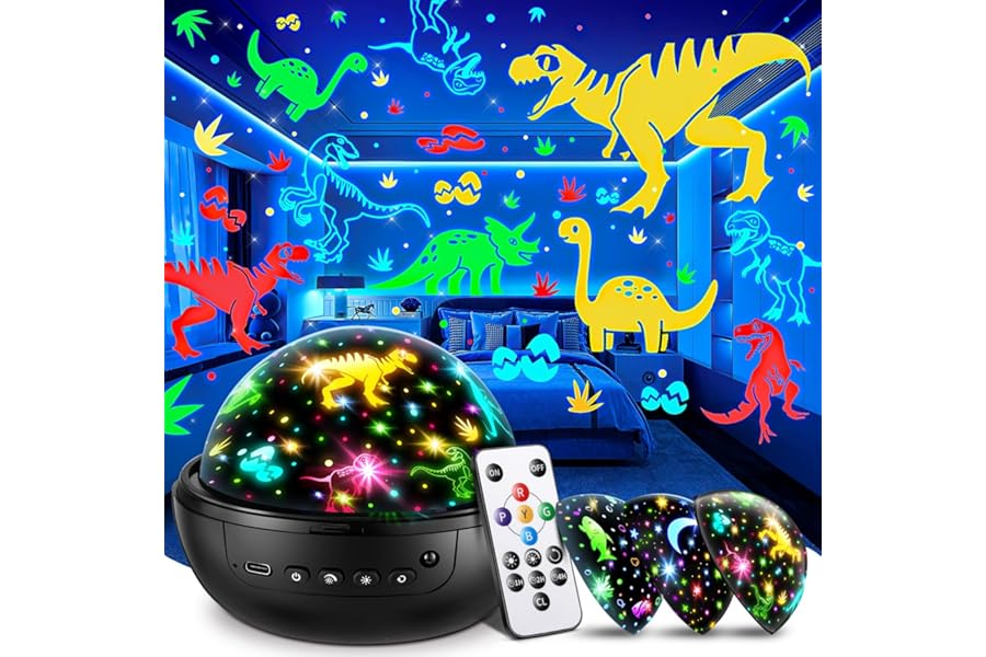 Dinosaur Toys for Boys | 3HD Films & 31 Colors &3 Brightness & 360° Rotate & Timer | Dinosaur Toys for 2 Year Old Boy Baby Light Projector Sensory Light 1-9 Year Old Birthday Gifts Easter Gifts