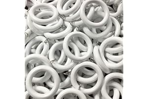 QPC Direct Quality Wood Wooden Curtain Rings to fit pole up to 28mm, 20 Pack (White)