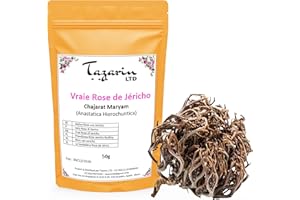 TAZARIN LTD 50g di Rose di Gerico Intere - Chajarat Mariam - Pianta che Favorisce la Fertilità - Circa 10 Pezzi - Anastatica Hierochuntica - 100% Naturale, Puro e Senza Additivi | TazarinLtd