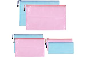 Mutsitaz 6 Stück Dokumententasche mit Reißverschluss A4+A5+A6, Wasserdichter Dokumentenbeutel für Dokumente, Quittung, Papier, Schule, Prüfungsblatt, Kosmetik, Reise, 2 Farben