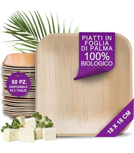 Piatti monouso biodegradabili in foglia di palma