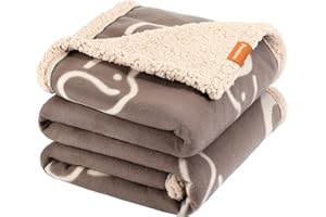 PETTOM Couverture pour Chien Imperméable Anti-Pipi, Plaid Chien en Polaire Sherpa Épaisse Chaude et Douce, Confortable pour Animaux de Grande Taille (Beige, 152x127cm)