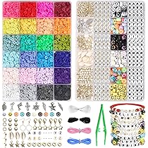 HJIAMA Perles En Bois 400 Pièces - Smiley, Fleurs Et Colorées De Différents Styles - Avec Aiguille Et Fil Pour Bracelets, Colliers, Travaux Manuels