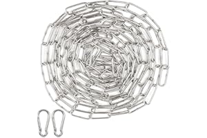 BEASAFY Ø3 mm Chainette Acier Inoxydable, 5M Chaine Inox, Chaîne avec 2 Mousquetons, Argent Chaine Chien, Chaine Acier Inoxydable Bricolage pour Corde À Linge, Plantes Suspendues