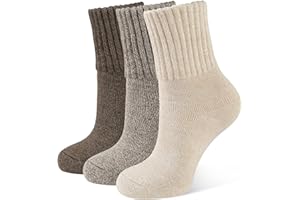 CLOSEMATE 3 Pares Calcetines Termicos Mujer Invierno sin Costuras Frio Extremo Calientes de Algodón Grueso Blanco Negro Gris Marrón Beige