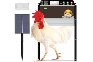 Automatische Hühnerklappe Solar, TRIOCOTTAGE Lichtsensor Hühnerstall Hühnertür mit Zeitschaltuhr und Fernbedienung Hühnerklappe Automatisch für Hühnergehege, Wachtelstall und Geflügelzaun