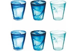 Villa d'Este Home Tivoli 1996 Alabastro Ocean - Juego de 6 vasos de agua cónicos de 250 ml, de cristal, superficie difuminada