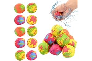 Gukasxi Water Balls, 12Pcs Water Splash Balls Soaker Balls Reusable Water Balls Soft Cotton Juggling Water Bombs Swimming Pool Balls Toys for Kids Adults Summer Water Activities Outdoor Game