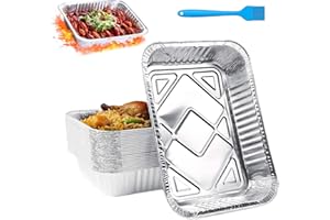 BAYINBROOK 30 Pezzi Vaschette per Alimenti in Alluminio Usa e Getta, Contenitori Teglie in Alluminio per Alimenti per Barbecue Cottura Forno Asporto (22x16x5 cm, 1100 ml)