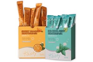 Liillya Bain de Bouche Format Voyage, Sans Alcool Rince Bouche Menthol Paquets de Rince-bouche MiNi Portable- Ldéal Pour le Travail,Hôtel,Dates Lave Bouche en Sachet Unidose 2 x 20 Paquets Individuels