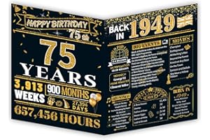 HOMANGA 75th Birthday Card, Jumbo 75th Anniversary Card, Back In 1949 Card with Envelope, 75th Bday Card For Women, Men, 75 Birthday Gifts for Wife, Husband, Him, Her, 20x25cm