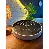 VOLANTE&reg; Modern Duvar Saatleri SALVIA Serisi 35 cm &Oslash; Ger&ccedil;ek Cam Ev/Ofis/Mutfak/Sınıf/Okul Sessiz & Akar (BEYAZ)