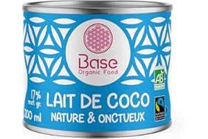 Lait de Coco BIO 17% mg 200ml | Sans Additifs | Sans OGM | Boîte sans BPA | Vegan | Equitable | Curry | Dhal | Cuisine Asiatique | Cuisine Indienne | Smoothie | Origine Sri-Lanka | BASE ORGANIC FOOD