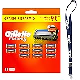Gillette Fusion 5 LAMETTE DA BARBA, 11 RICAMBI da 5 lame, Rasatura Scorrevole con Striscia Lubrificante, Fino a 1 Mese di Ras