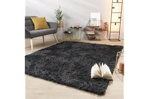 TT Home Matta Vardagsrum Ryamatta Shaggy Mjuk Soft Modern Enfärgad Design, Färg: Grå Antracit, Storlek:140x200 cm