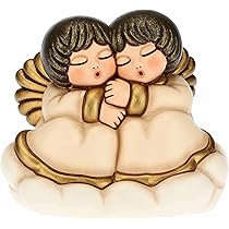 THUN Angelo Custode Con Fiore Di Loto - Statuina In Ceramica 4.8x5x7.5 Cm - Idea Regalo