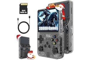 KINMRIS R36S Retro Handheld Game Console, 64G Over 20000 Games, Retro Console 3.5 Inch IPS Screen, Portable Game Console for Children and Adults, Supports Multiple Emulators (Black)